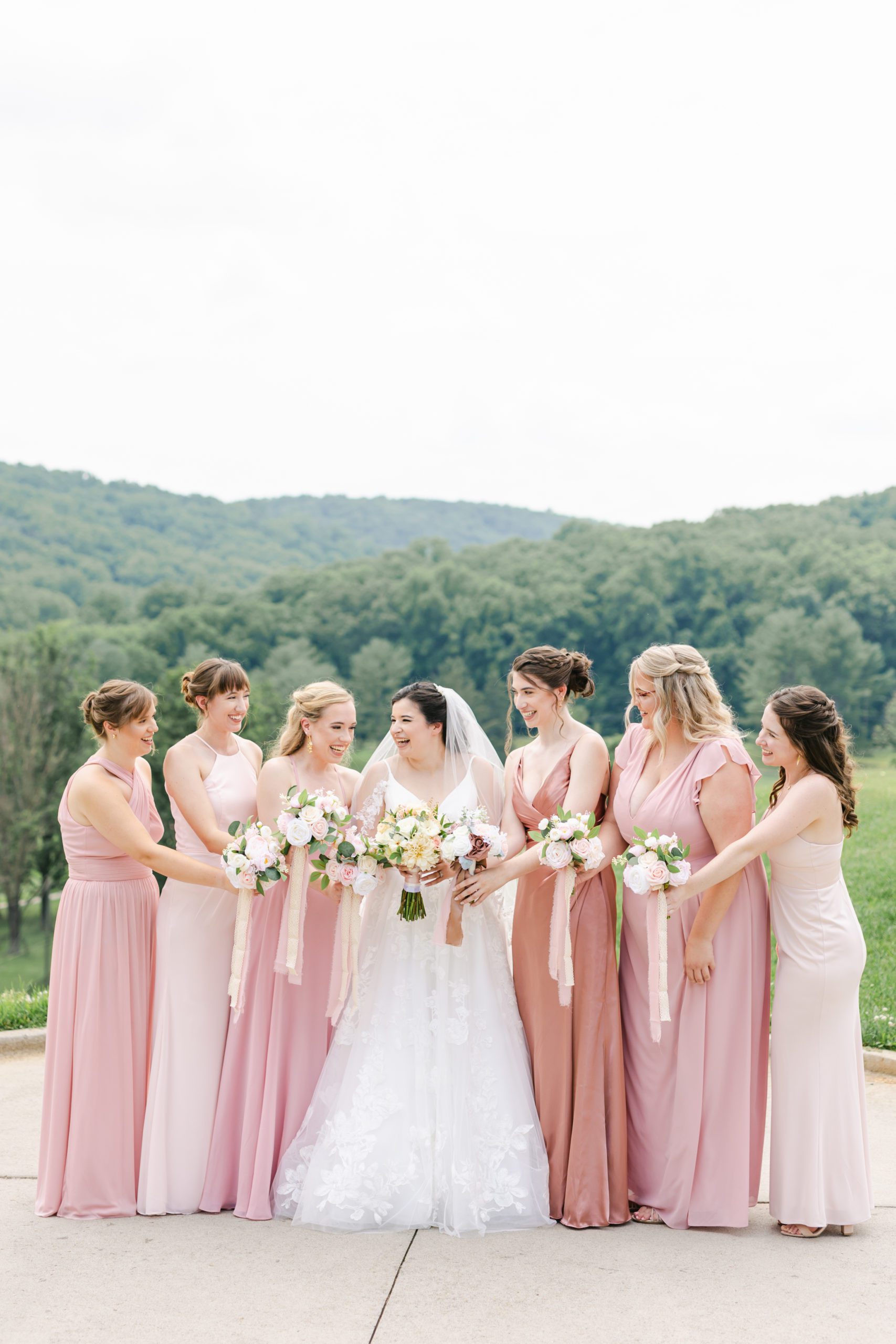 Multi color blush bridesmaid dresses
